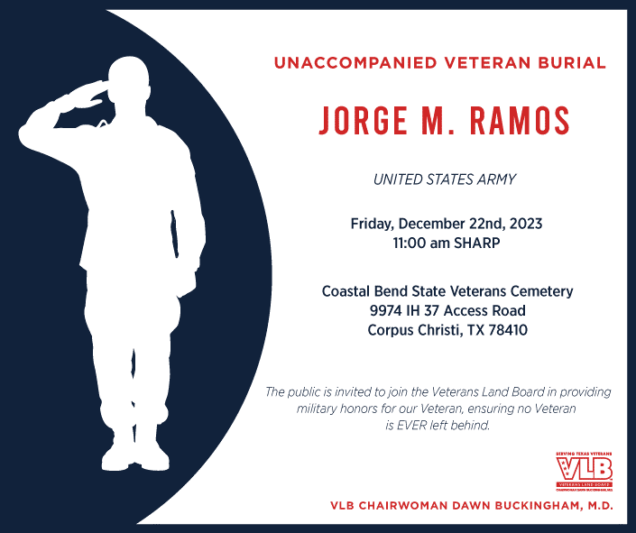 U.S. Army Veteran Jorge M. Ramos Unaccompanied Veteran Burial