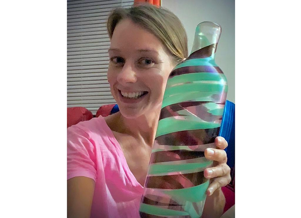 Jessica Vincent holding Italian vase
