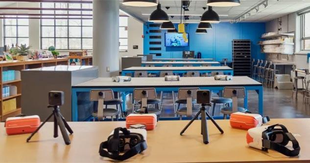 Renovated classroom, includes virtual reality goggles