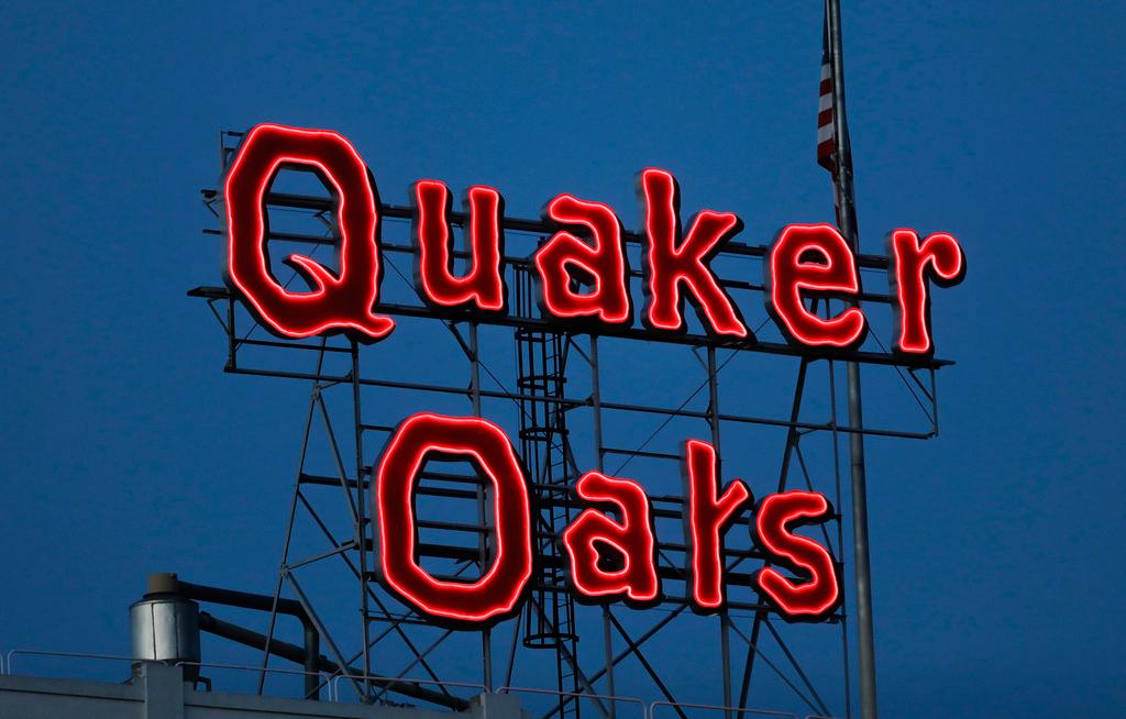 Quaker Oats sign is seen in Cedar Rapids, Iowa