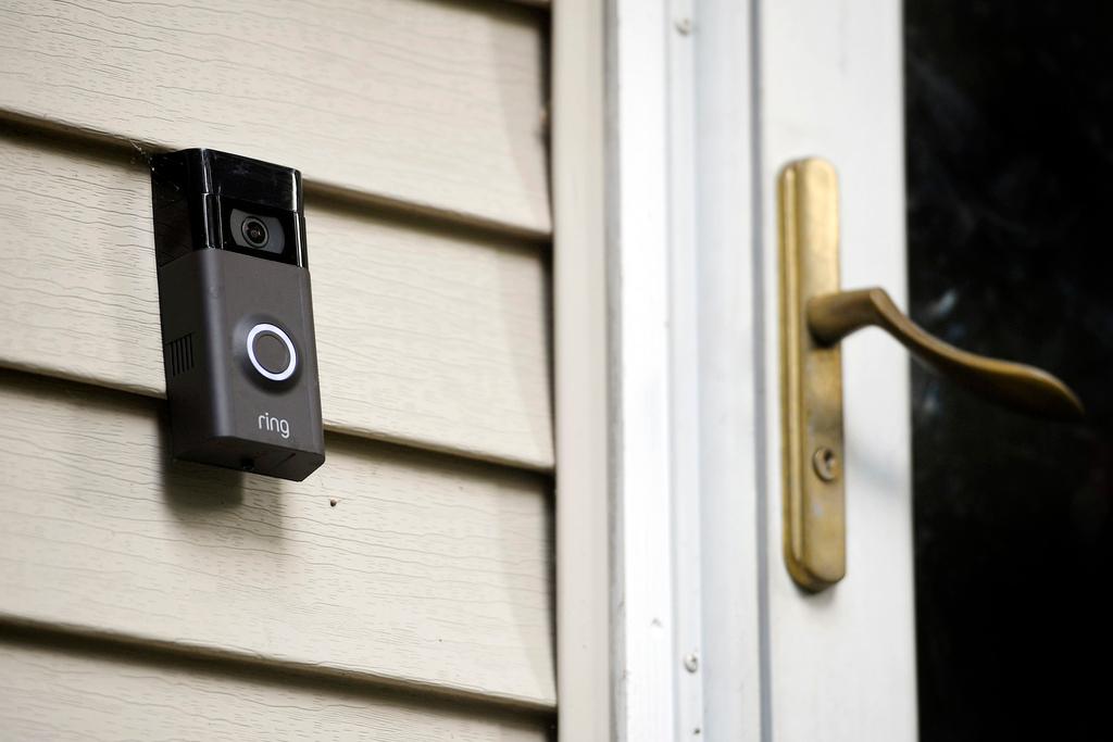 Ring doorbell camera installed outside a home