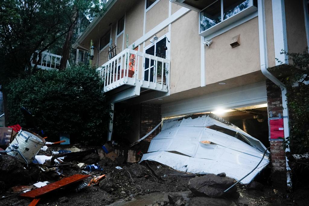 Home damaged by a storm in Studio City, Calif.