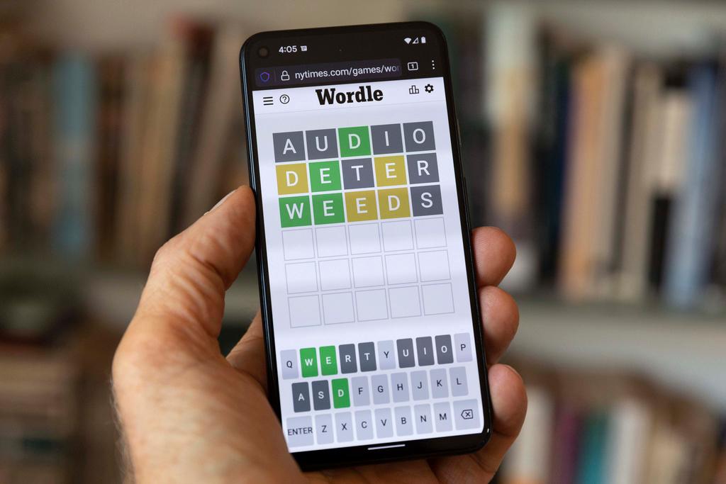 A Wordle game is seen on a mobile phone, July 15, 2022, in Boston.