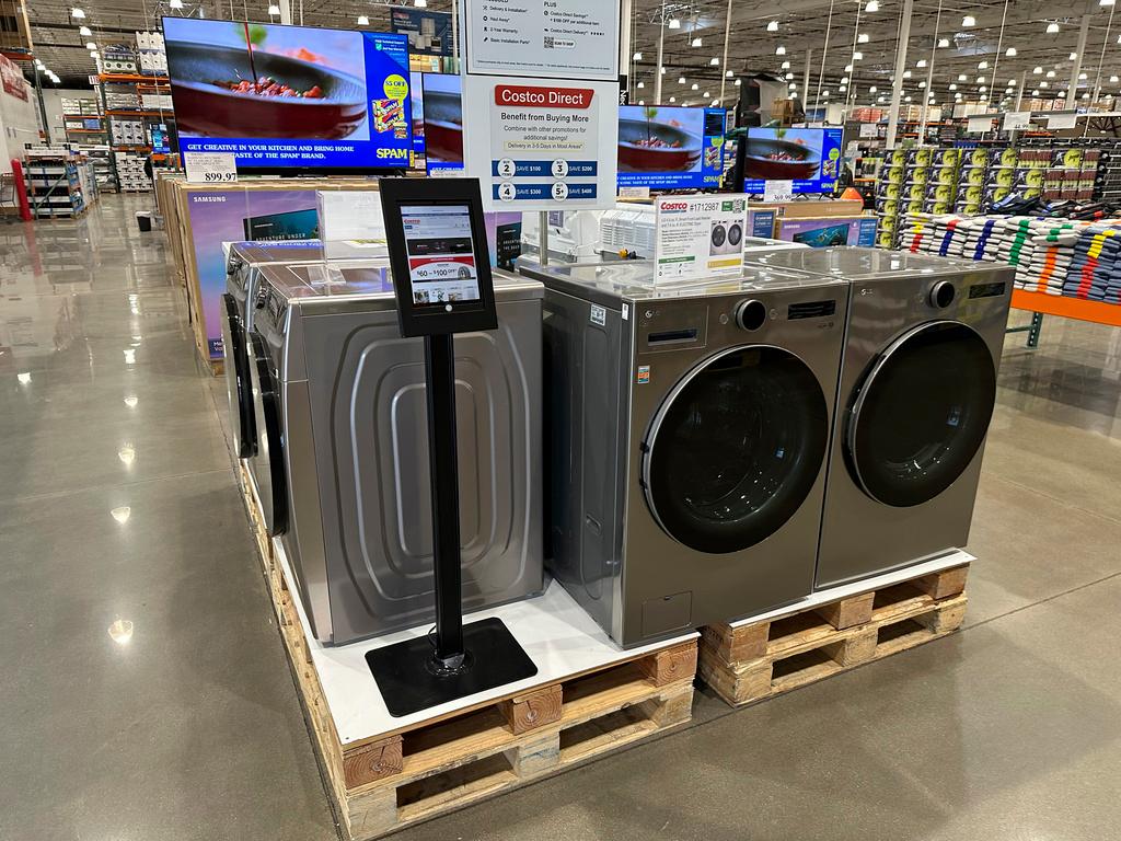 Appliances are displayed in a Costco warehouse in Sheridan, Colo.