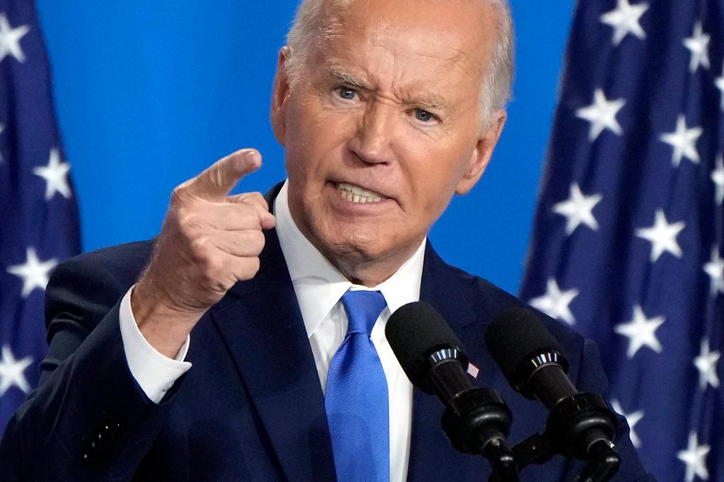 President Joe Biden speaks at a news conference on the final day of the NATO summit in Washington