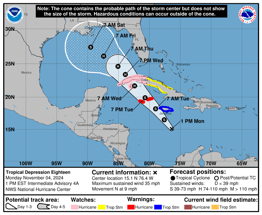 Interests in the Florida Keys should closely monitor this system as tropical storm watches could be required for portions of these areas later today.  3. The system is forecast to enter the Gulf of Mexico later this week