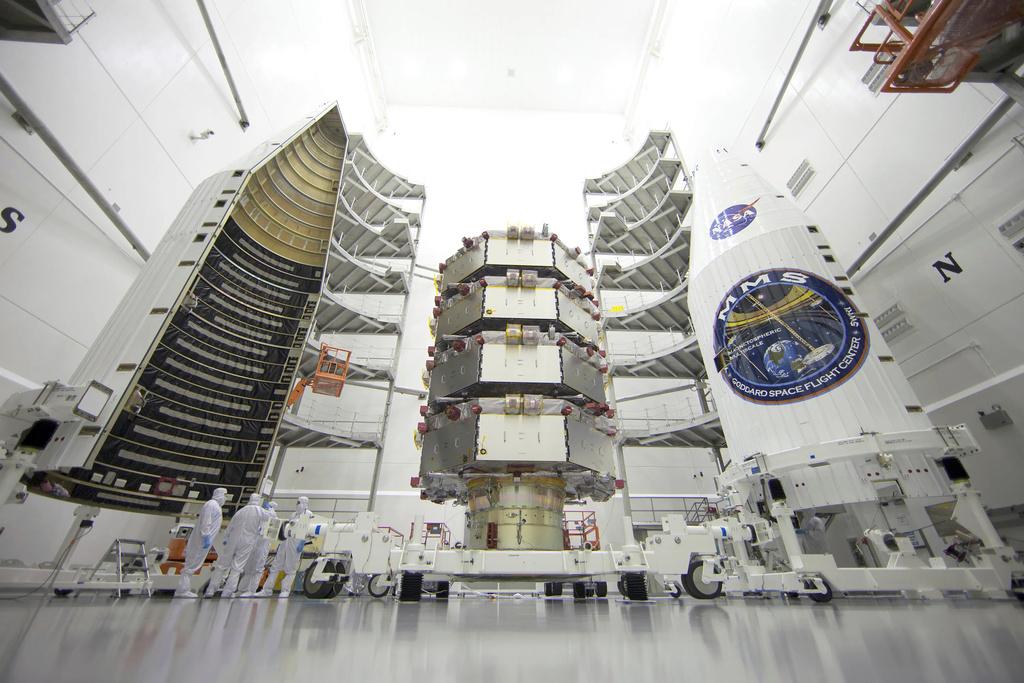 (2015) NASA’s four Magnetospheric Multiscale, or MMS, satellites at the Astrotech Space Operations facility in Titusville, Florida