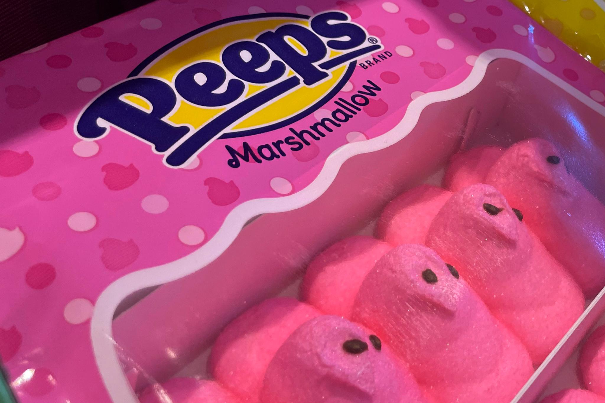 Hot pink Peeps marshmallow candy shaped like ducklings