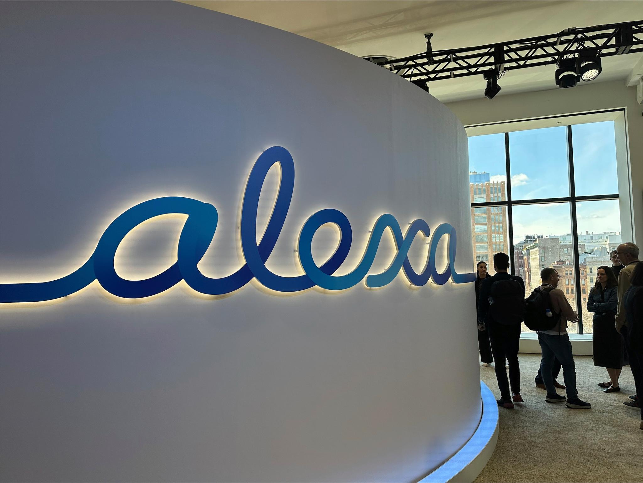 Huge Alexa sign in an office building