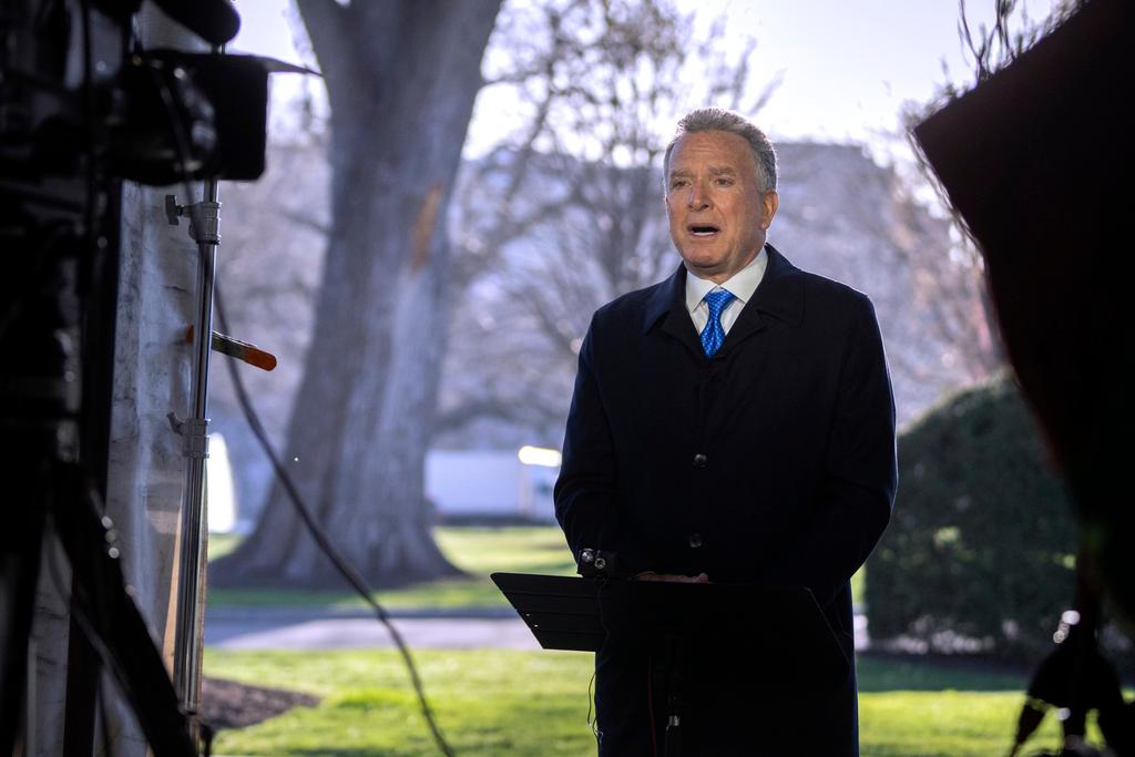 Steve Witkoff, White House special envoy, speaks during a television interview outside the White House
