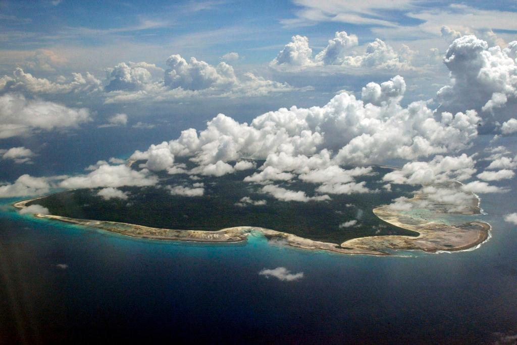Clouds hang over the North Sentinel Island, in India's southeastern Andaman and Nicobar Islands