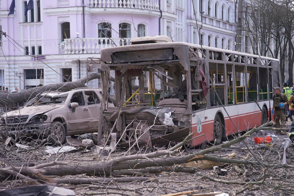 The Sumy city center in the aftermath of the Russia's missile attack