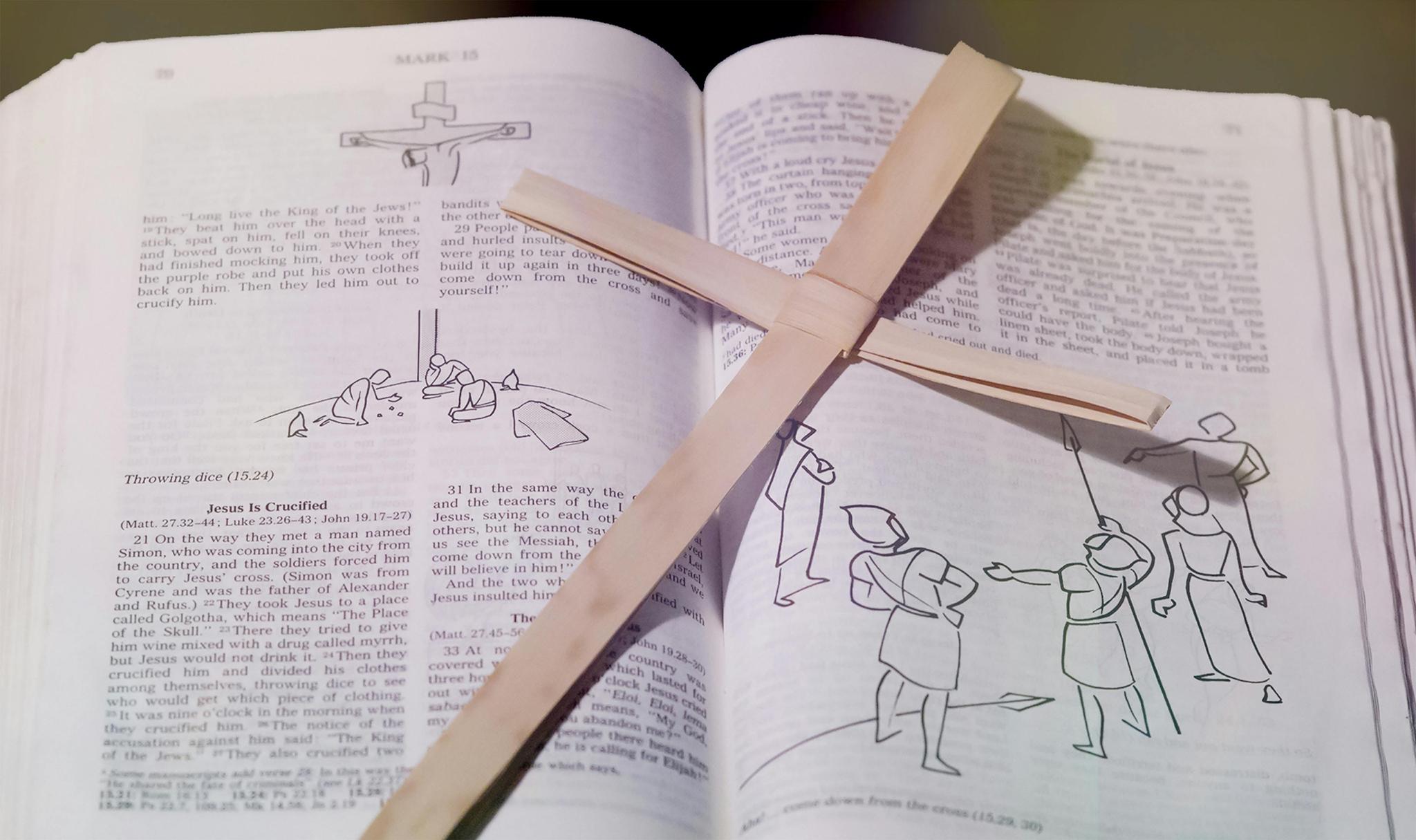 Bible with cross