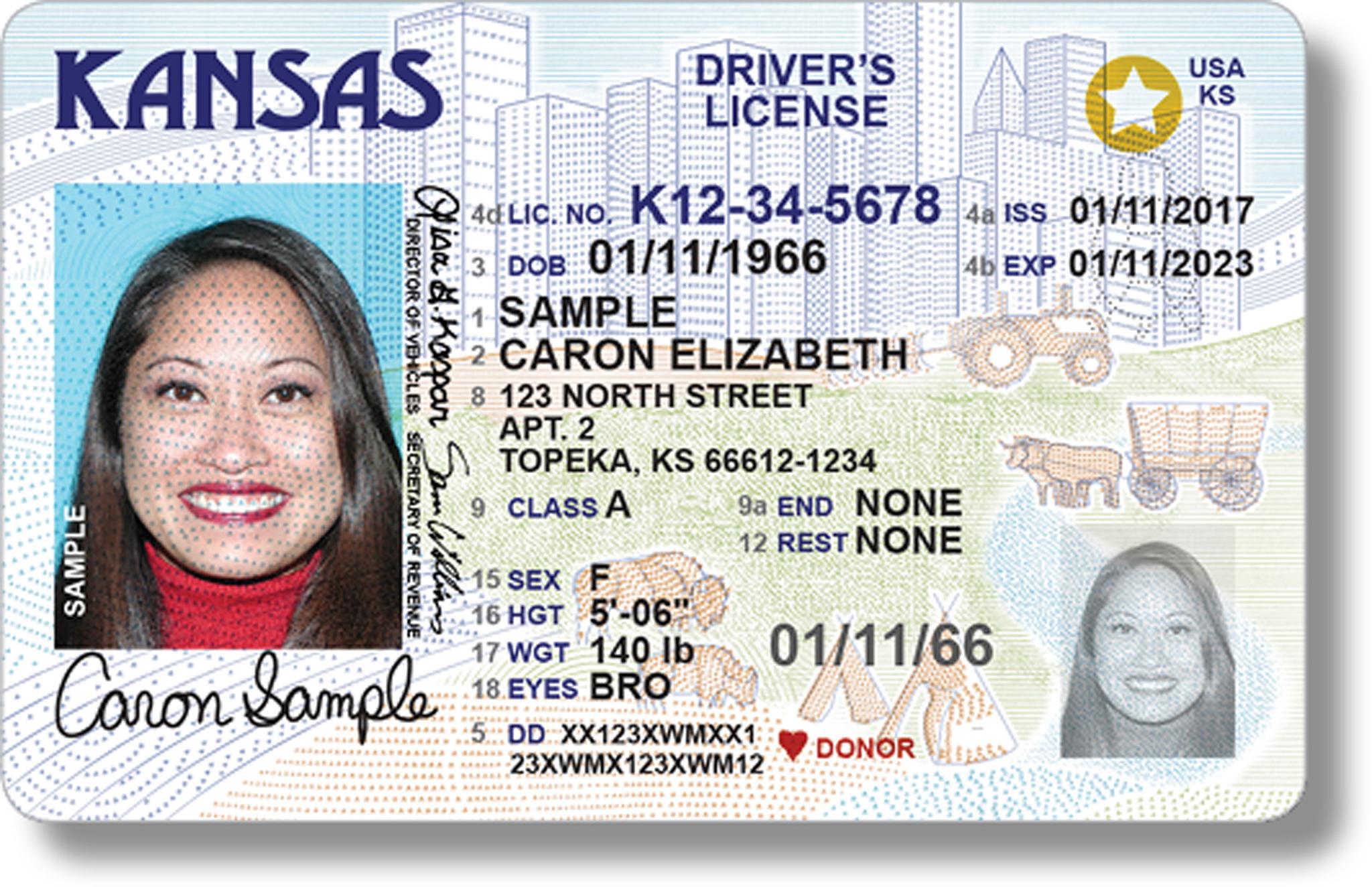 A sample REAL ID license