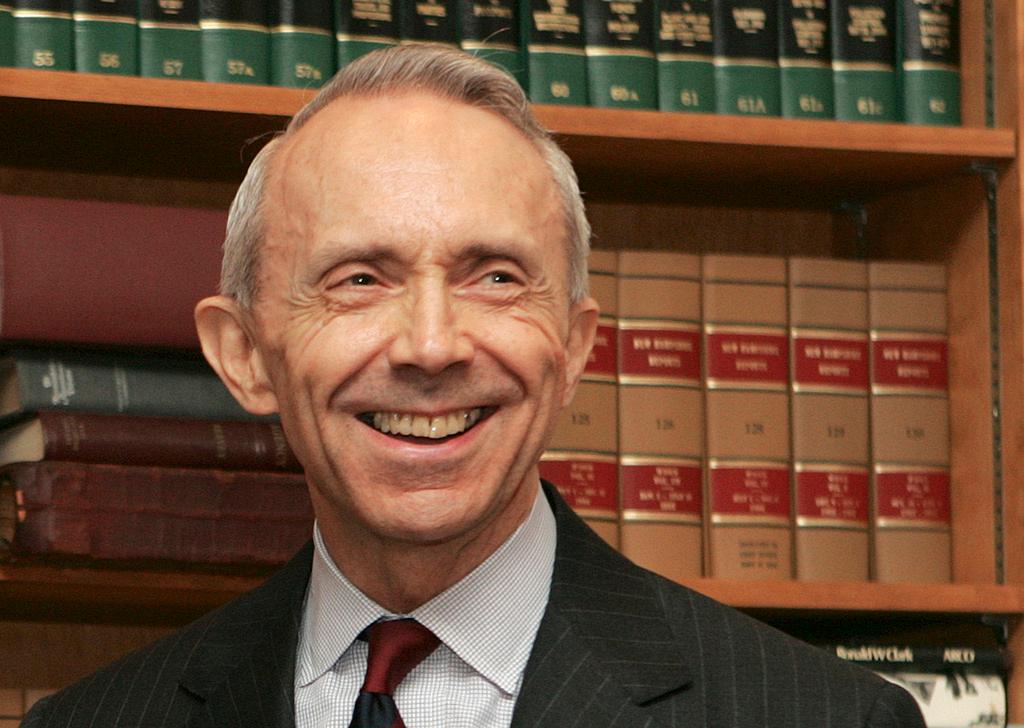 FILE - In this July 9, 2008 file photo, Supreme Court Justice David Souter, reacts after speaking at a dedication ceremony at the State Supreme Courthouse in Concord, N.H. 