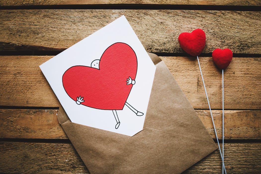 Paper card with a heart on it