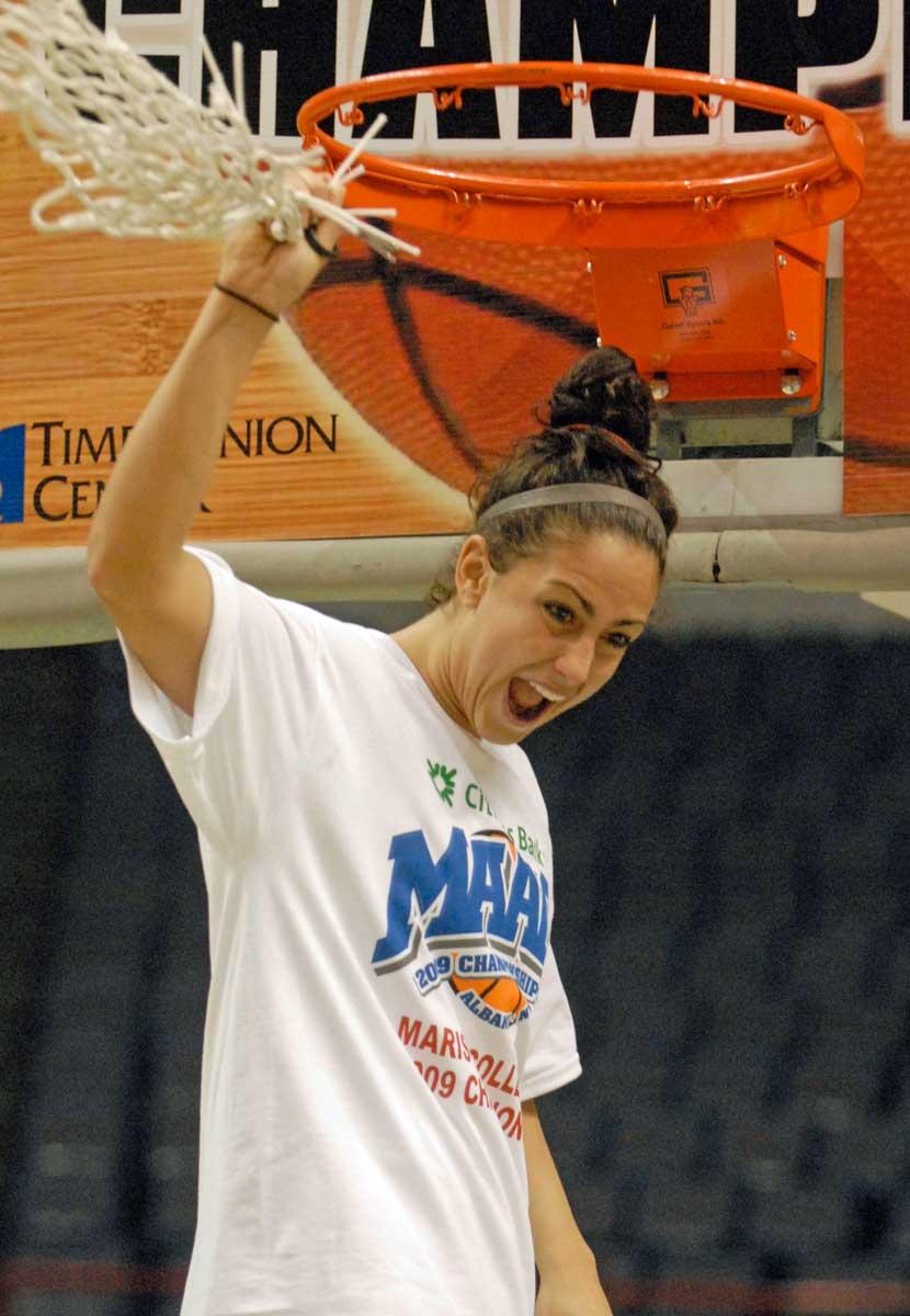 2009: Marist's Julianne Viani celebrates after defeating Canisius 78-63 in the Metro Atlantic Athletic Conference NCAA women's college basketball tournament championship game