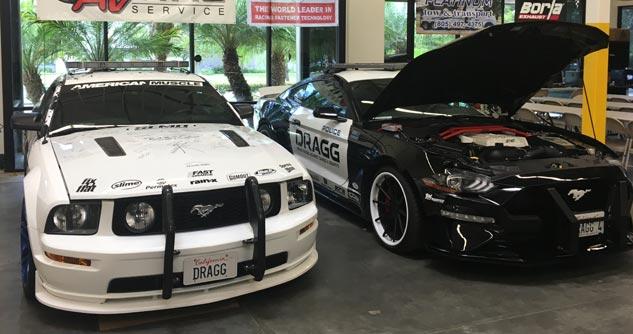 two police Ford Mustangs