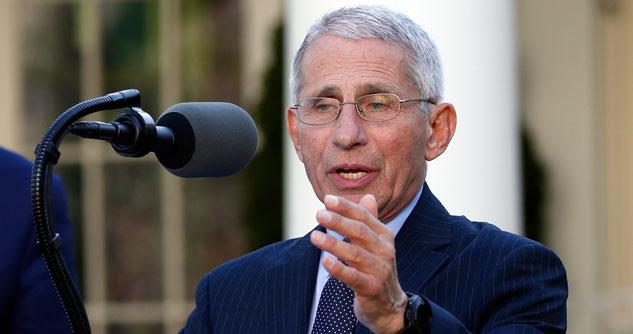 Dr. Anthony Fauci at a microphone