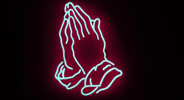 Neon praying hands