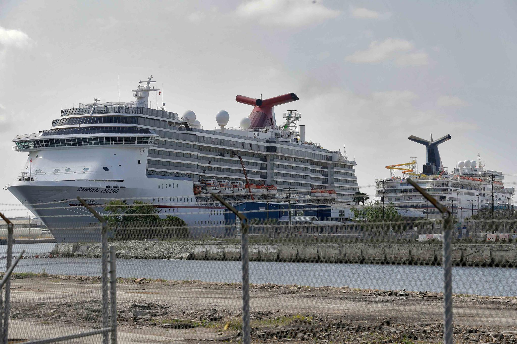 Carnival Cruise ships are docked at the Port of Tampa in Tampa, Fla.