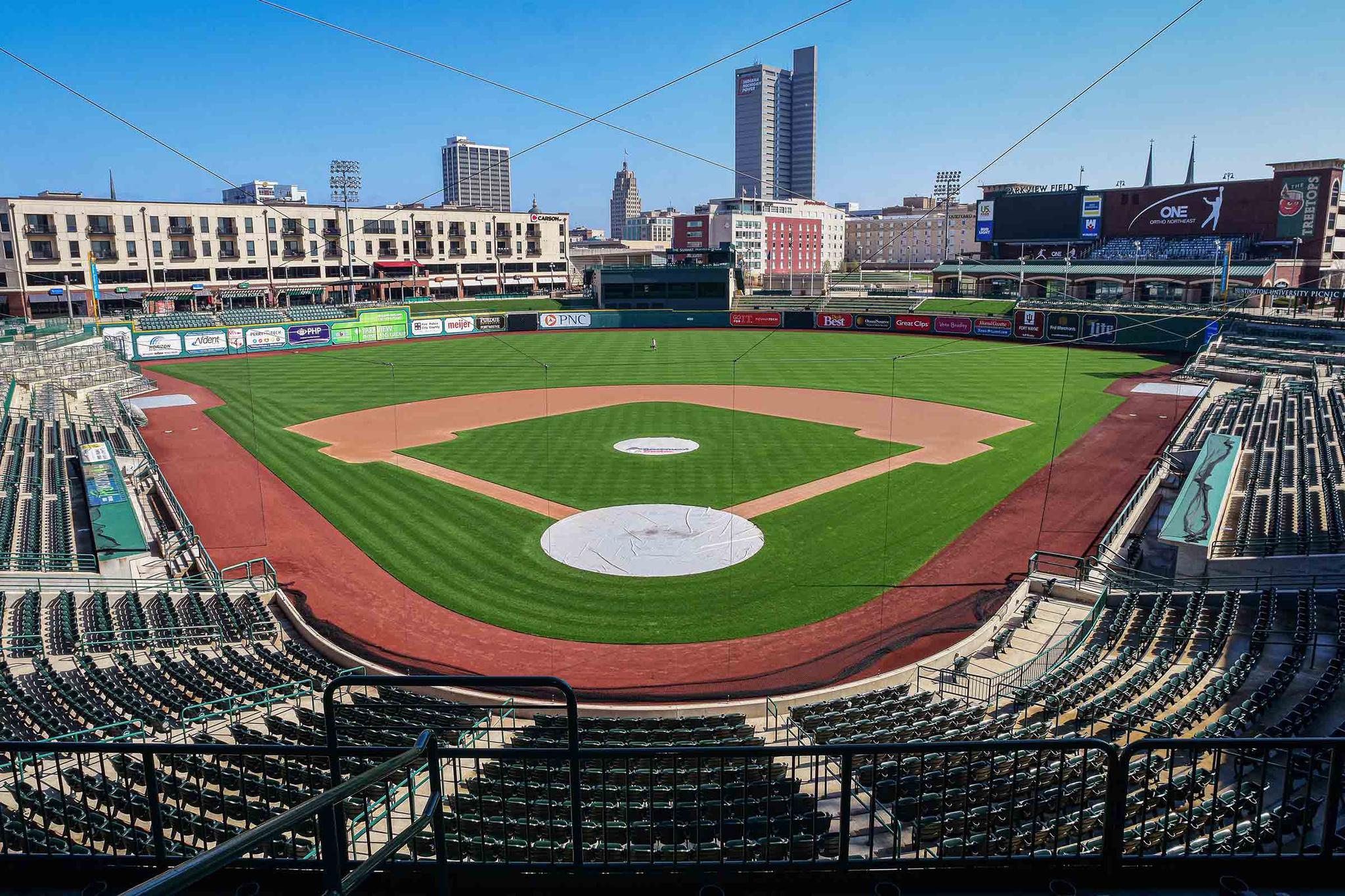 Parkview Field minor league baseball stadium is shown in downtown Fort Wayne, Indiana