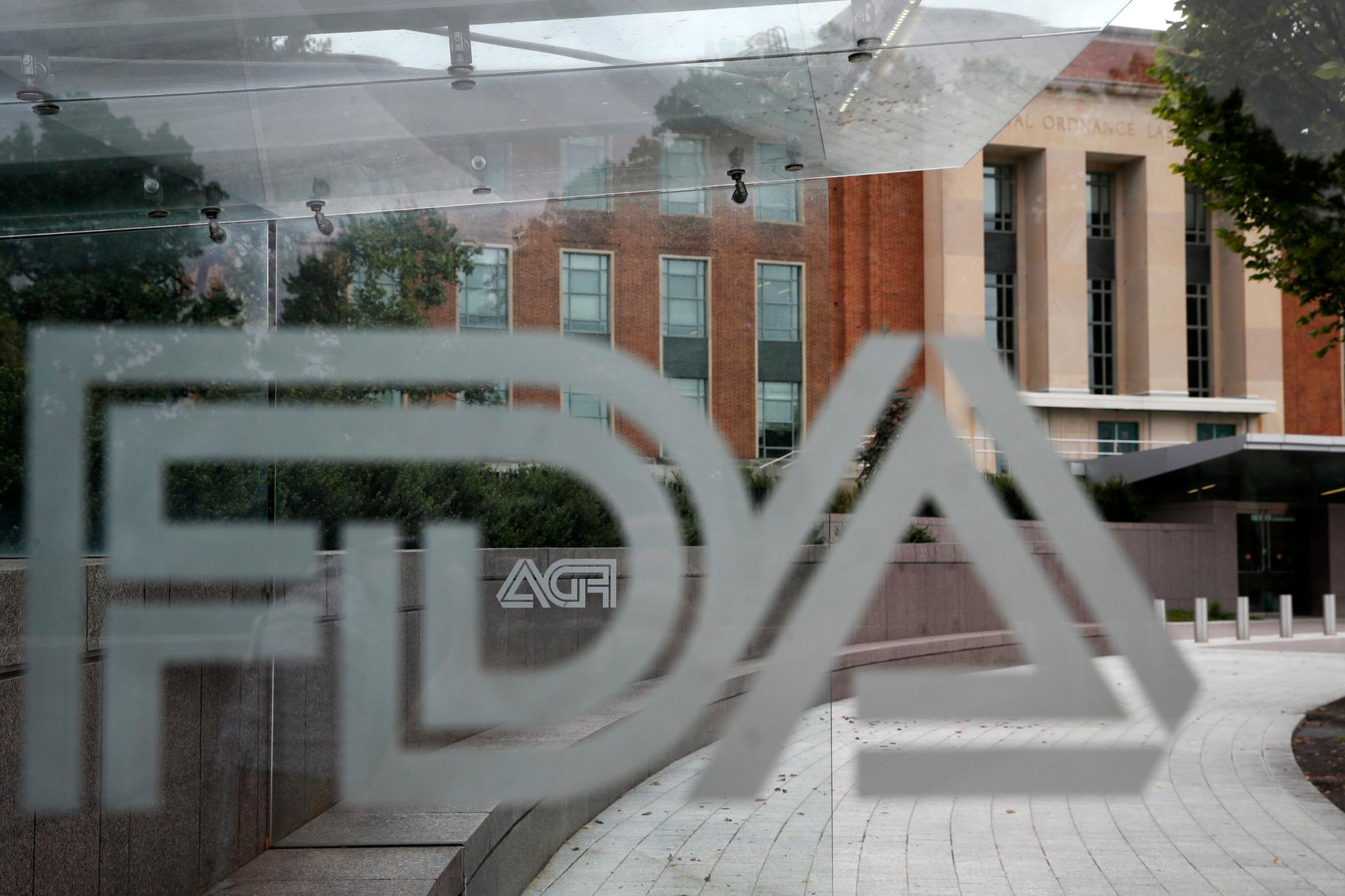 Food and Drug Administration logo in front of FDA building