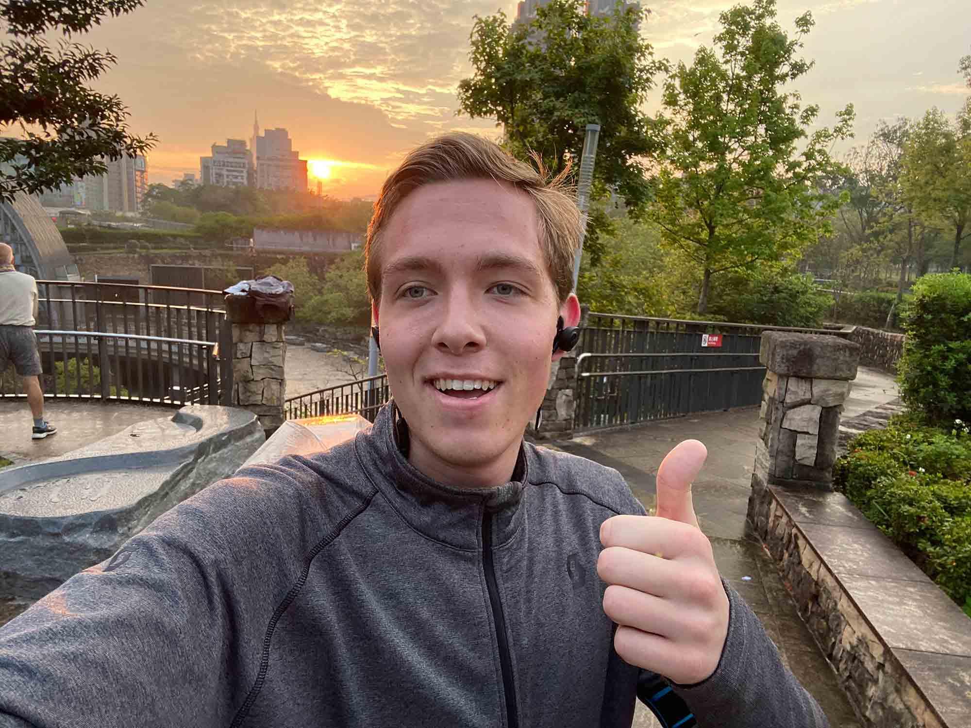 In this photo made available by Tobias Bidstrup, Tobias Bidstrup takes a selfie in Taipei, Taiwan on March 18, 2020 during a language study trip.
