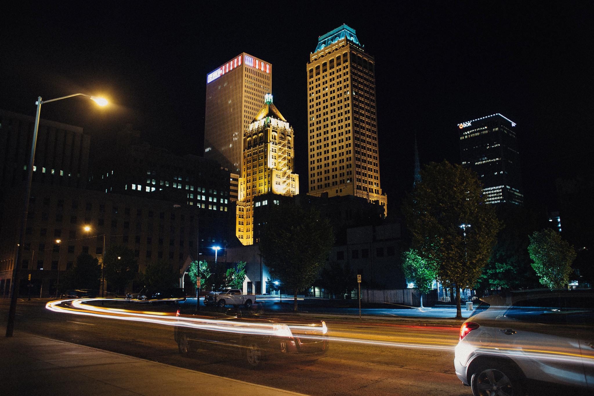 Tulsa skyline at night