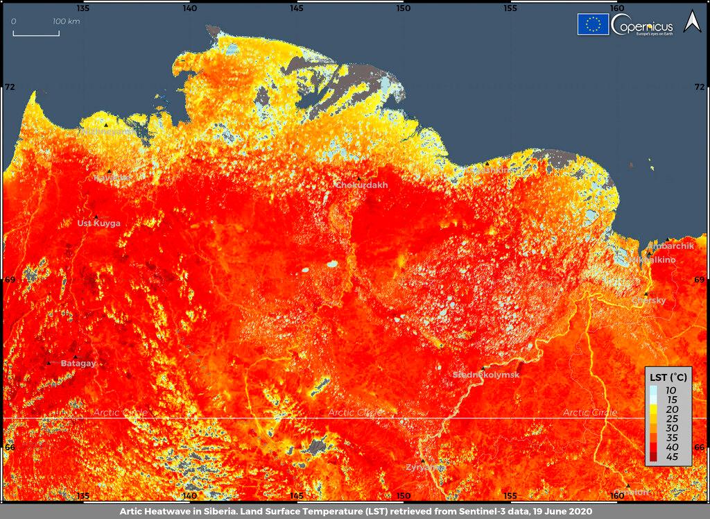 Land surface temperature in the Siberia region of Russia