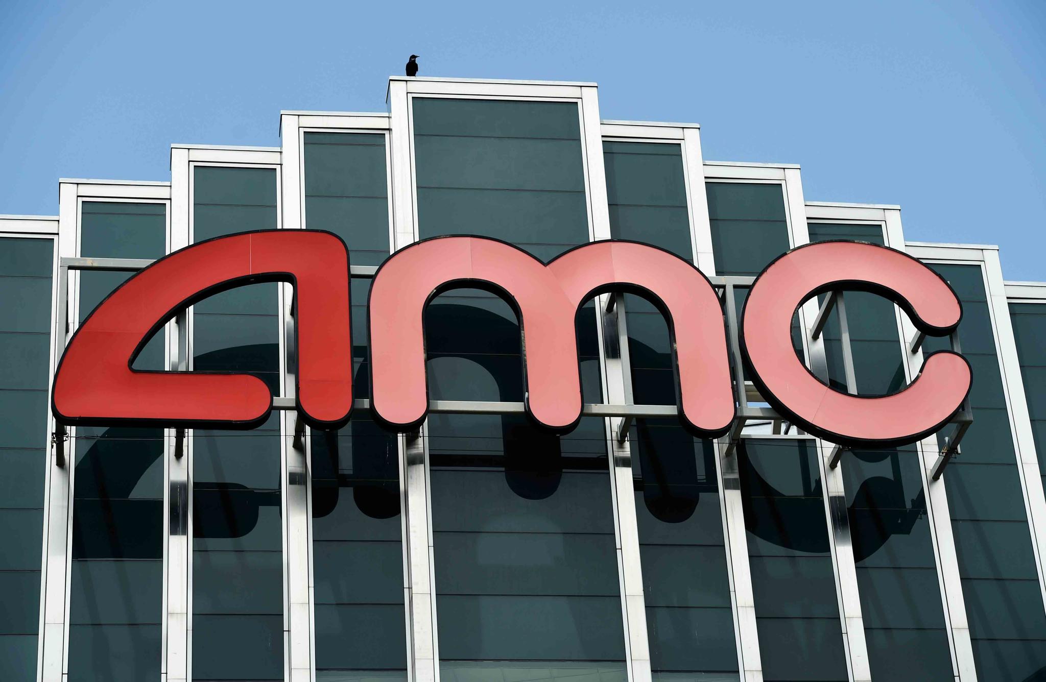 AMC sign appears at AMC Burbank 16 movie theater complex in Burbank