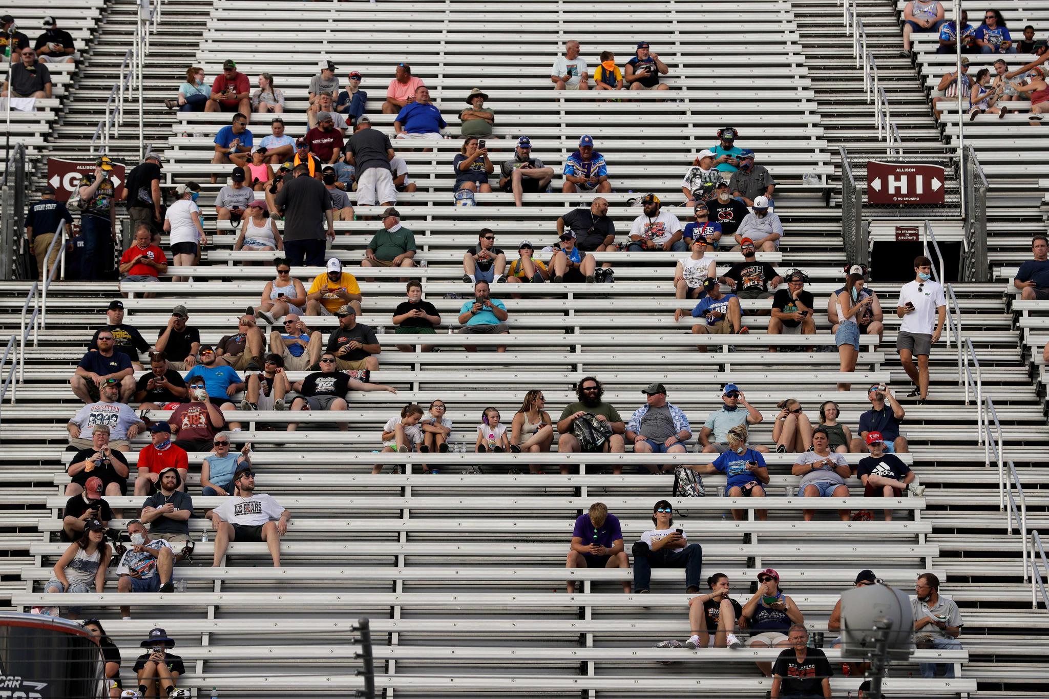 Fans wait for the start of a NASCAR race