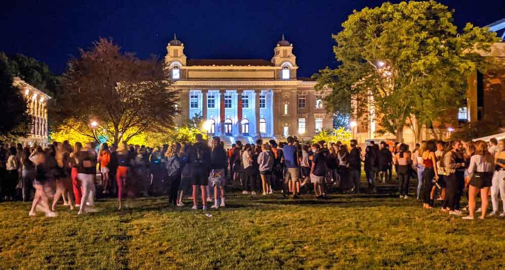 Large gathering Syracuse University