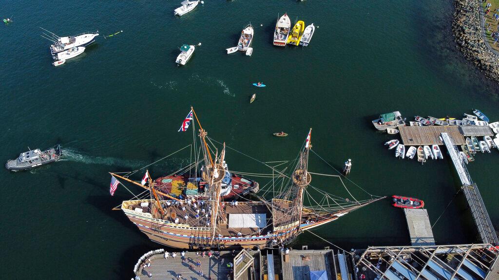 The Mayflower II, a replica of the original Mayflower ship 