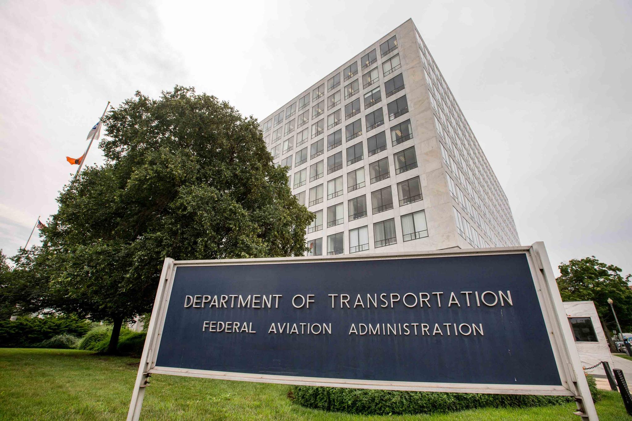 file photo, shows the Department of Transportation Federal Aviation Administration building in Washington.