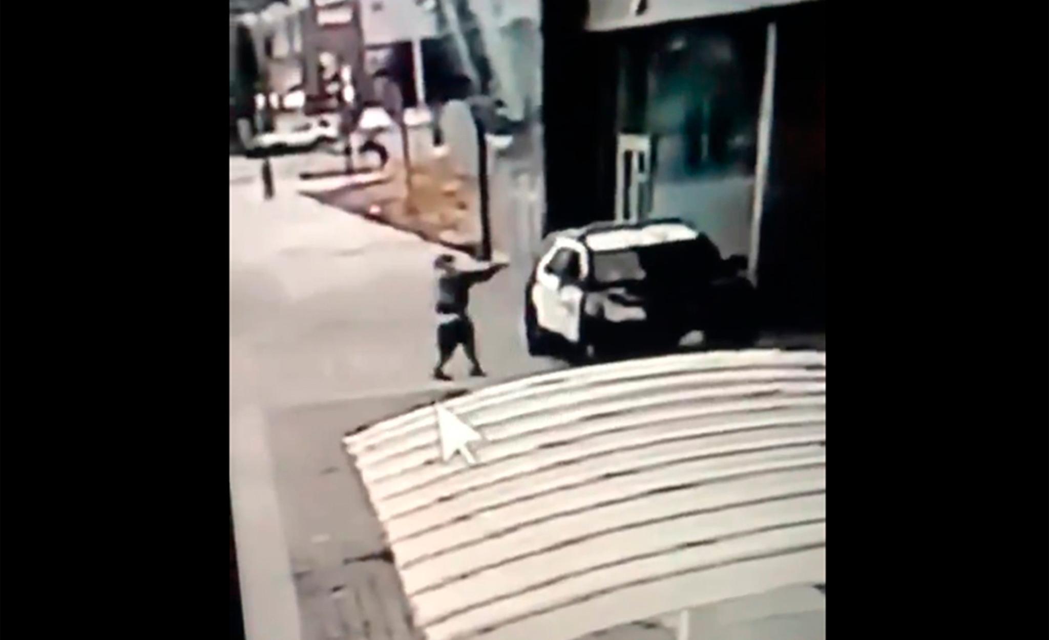 Suspect shoots into parked patrol car