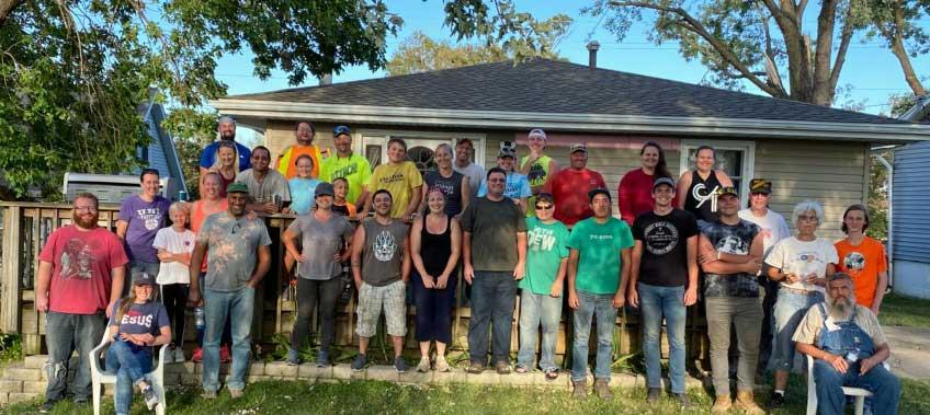 Volunteers helping with storm damage