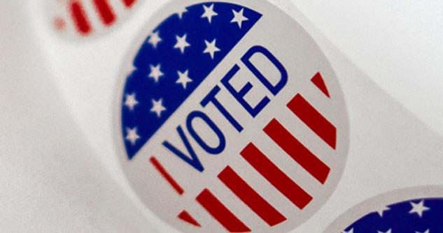 Close up of an "I Voted" sticker