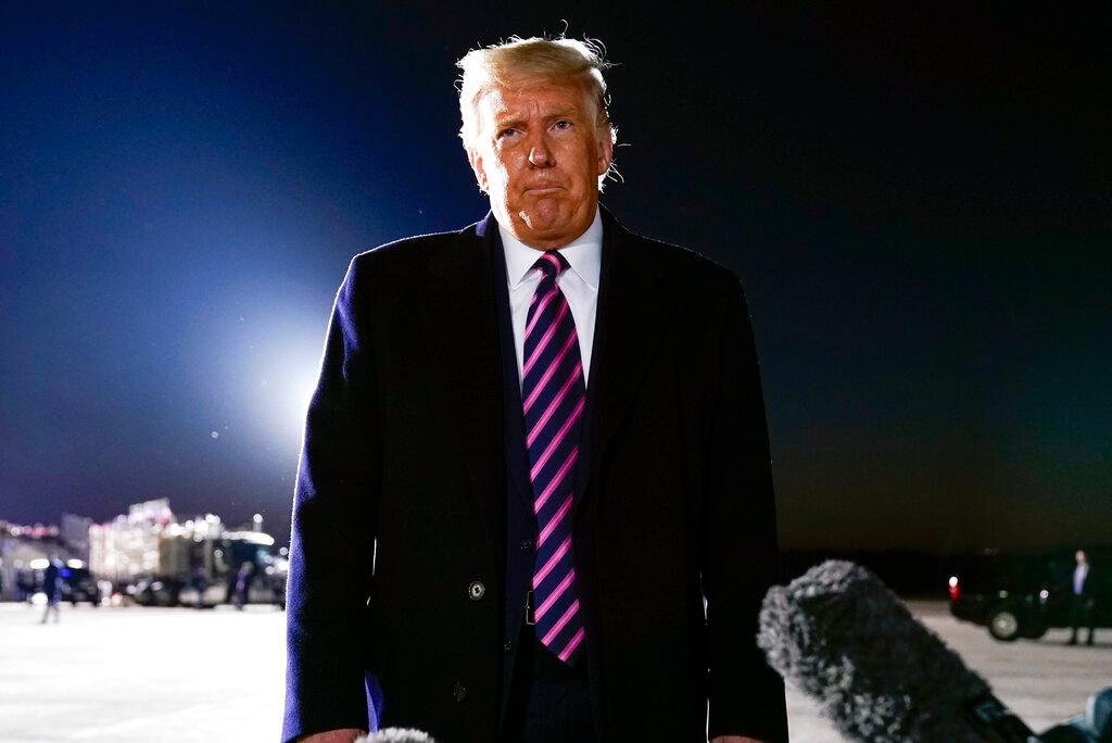 President Donald Trump speaks about the death of Supreme Court Justice Ruth Bader Ginsburg after a campaign rally