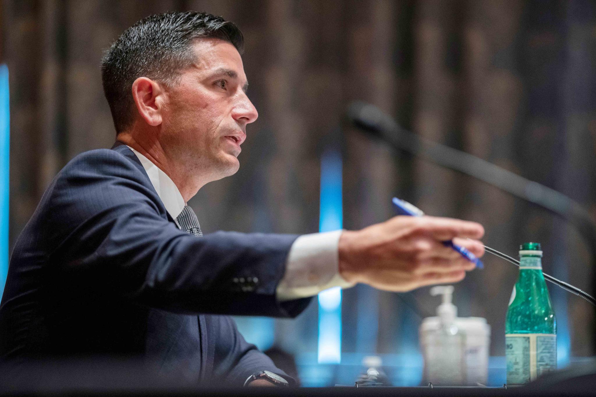  acting Secretary of Homeland Security Chad Wolf testifies before the Senate Homeland Security and Governmental Affairs committee during his confirmation hearing on Capitol Hill in Washington.