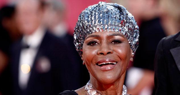 Cicely Tyson in a silver sequined cap