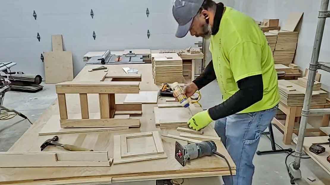 Chambers at work on kids' desks