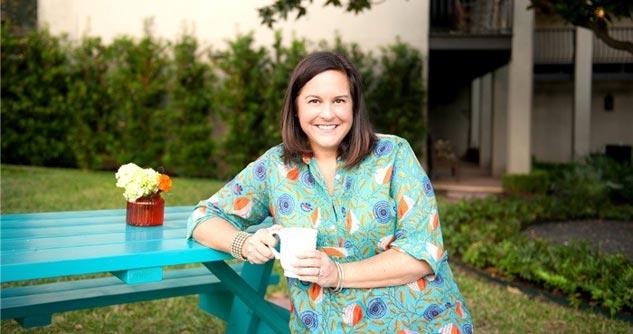 woman sitting at Turquoise Table