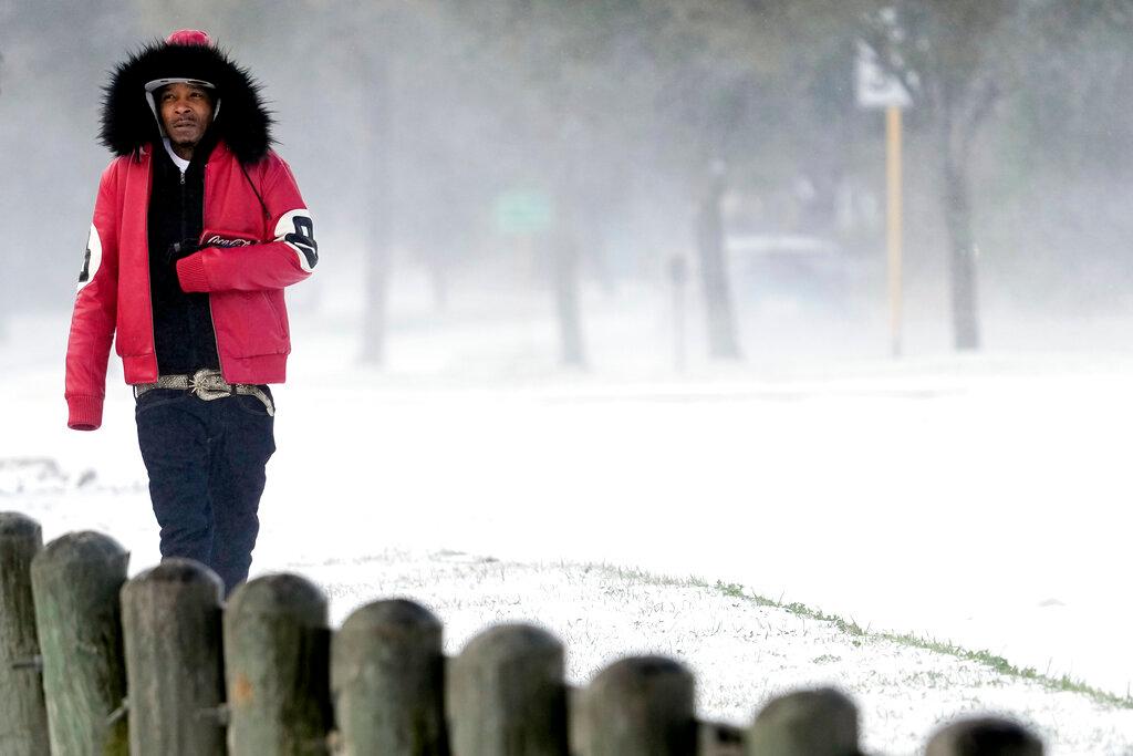cold man in snow