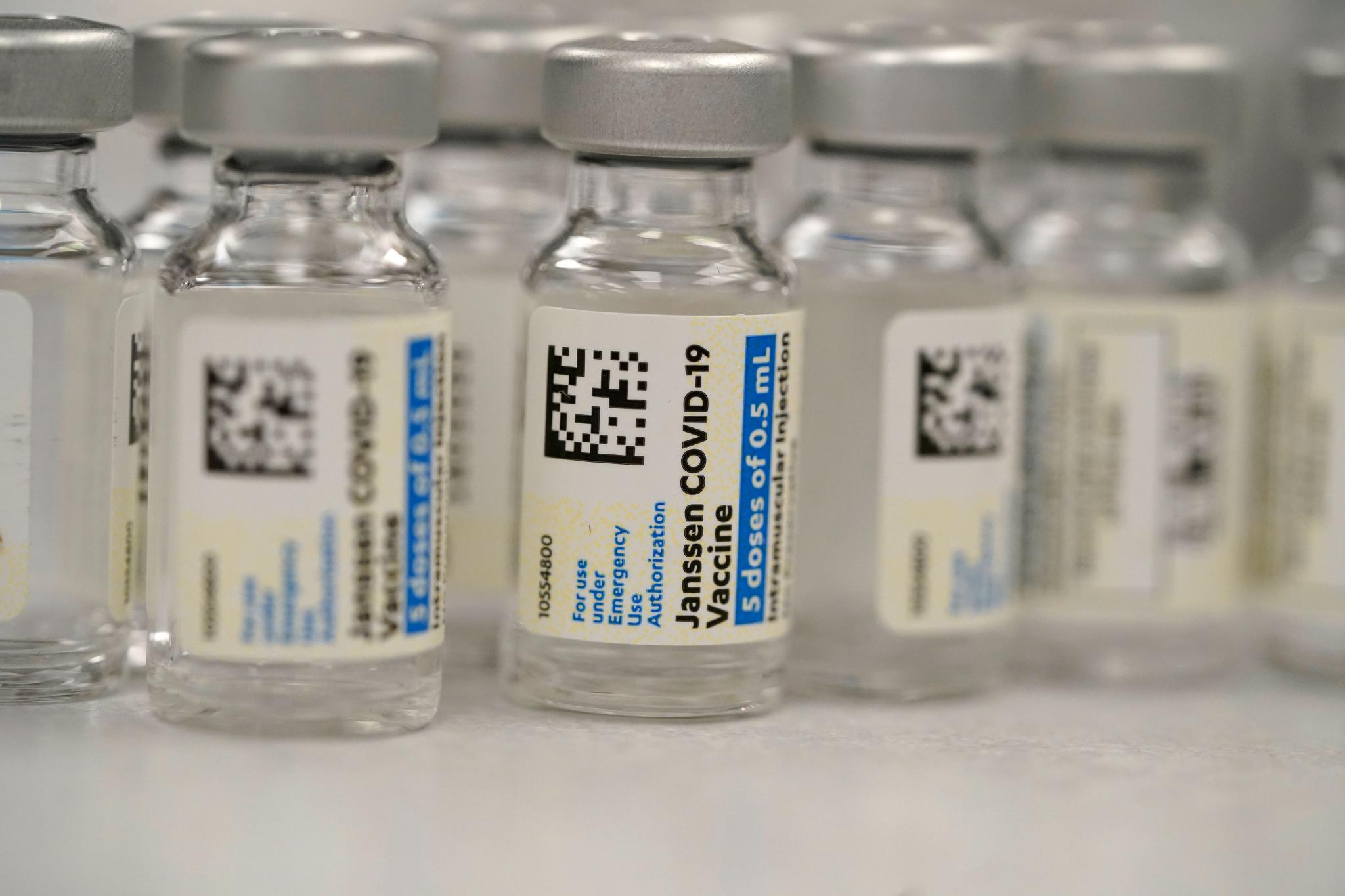 Vials of Johnson & Johnson COVID-19 vaccine