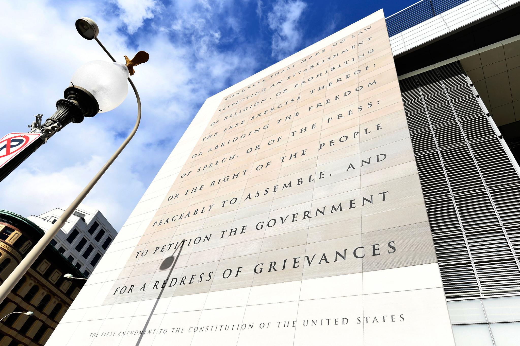 50-ton tablet engraved with the First Amendment of the U.S. Constitution