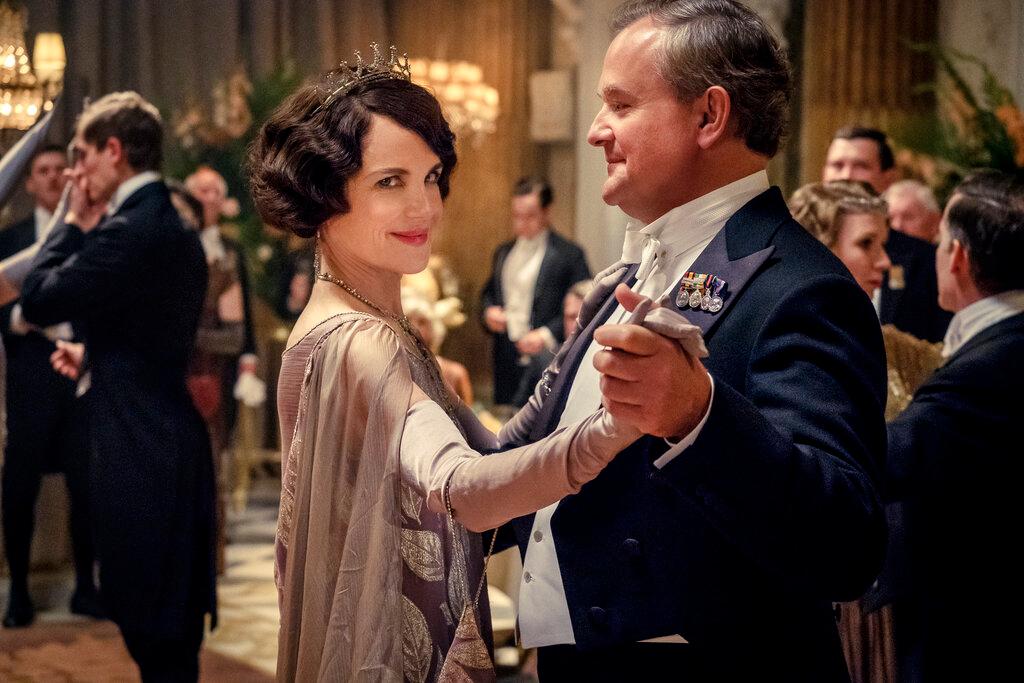 Elizabeth McGovern, left, as Lady Grantham and Hugh Bonneville, as Lord Grantham, in "Downton Abbey"