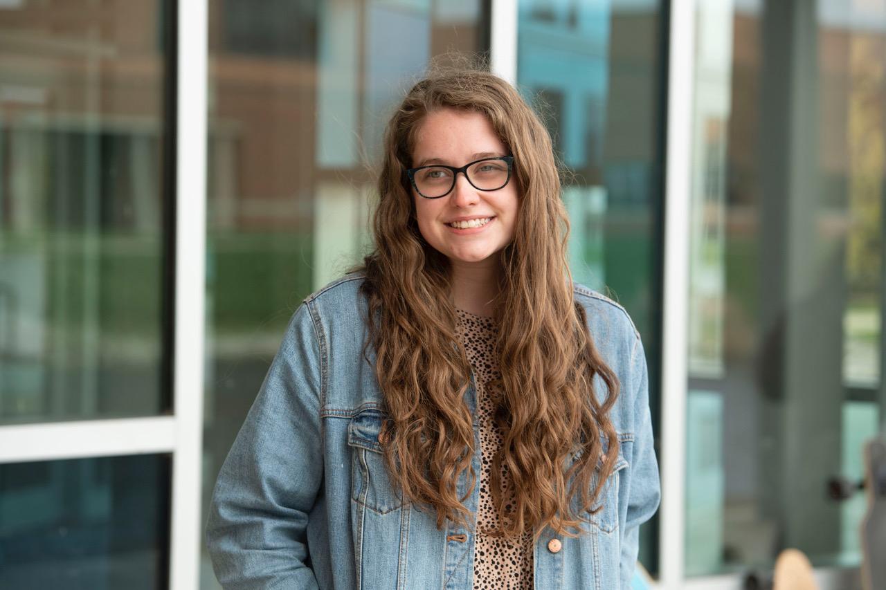 Legally blind social work major Hannah Abel 