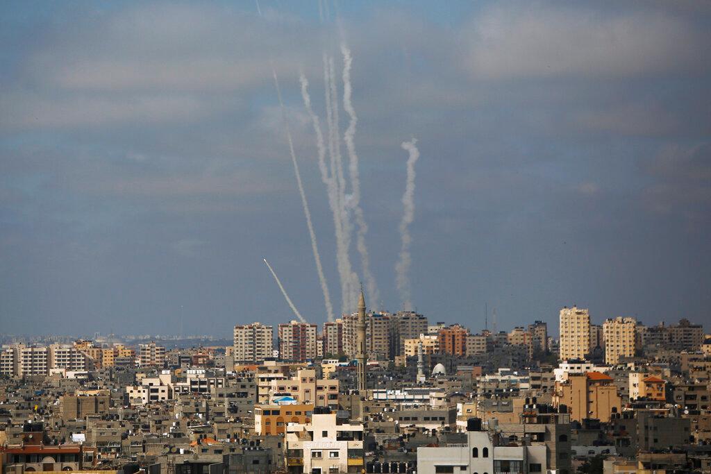 Rockets are launched from the Gaza Strip towards Israel