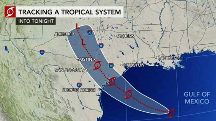 Projected path of storm or depression